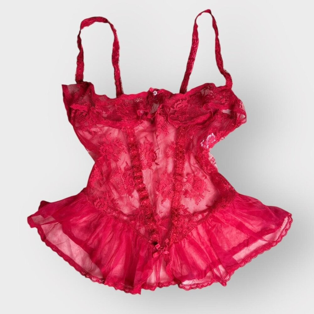 Fredricks Of Hollywood Red lace corset sexy flattering cut